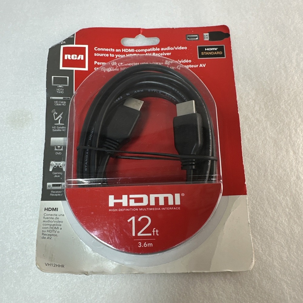 NEW RCA HDMI 1080p Standard Cable 12' Black High Definition Audio/Video